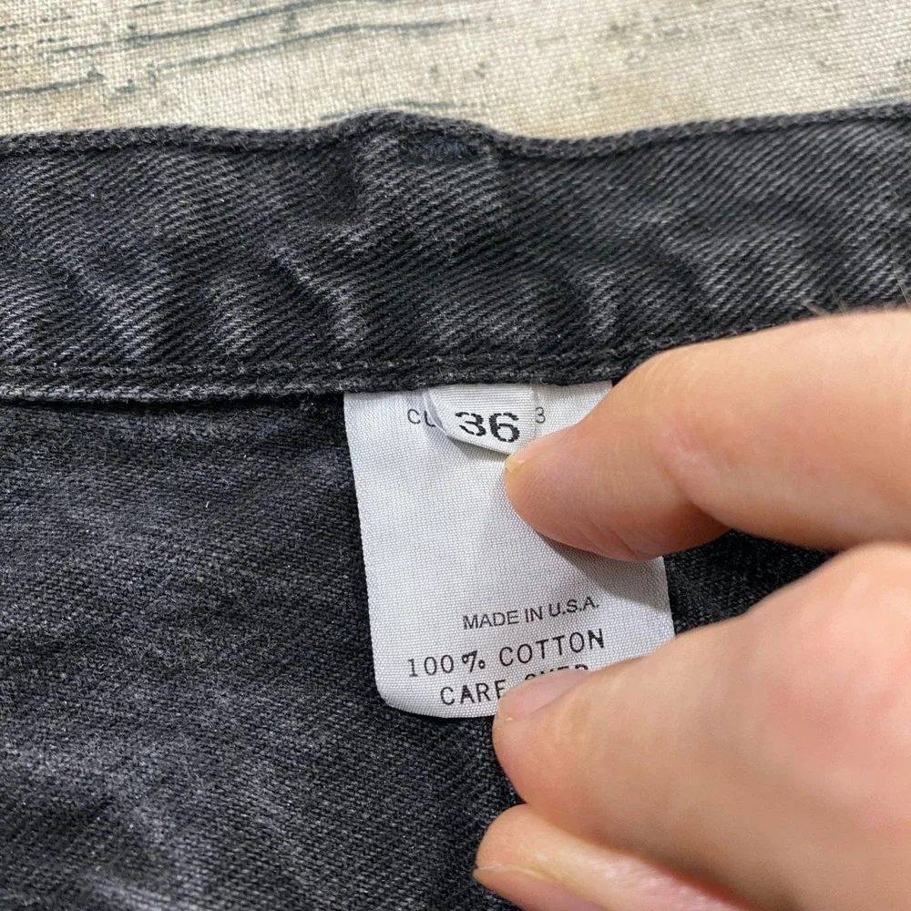 Guess Mens 36 (Fits 34x31) Straight Fit Vtg 90s Y2K Denim Jeans Black‎ Whiskers